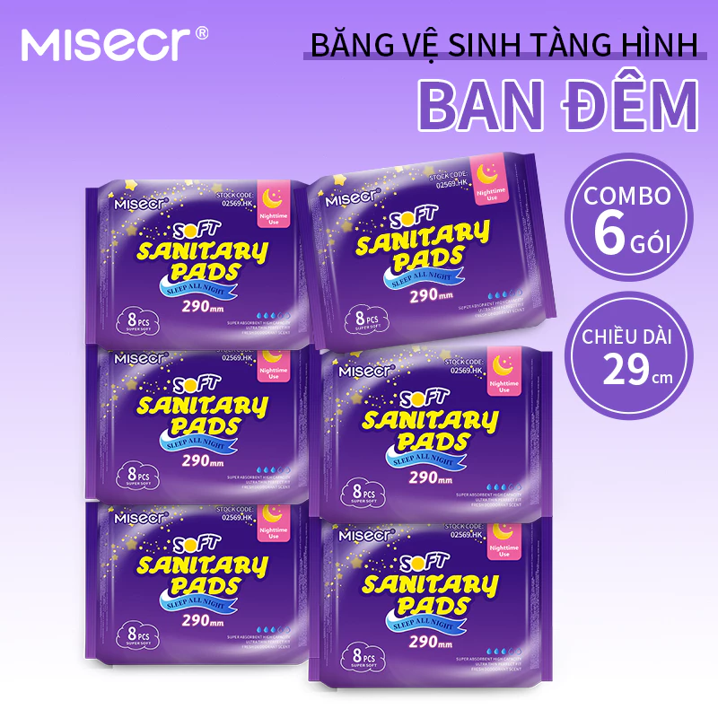 【Misecr】MUA 4 TẶNG 2 băng vệ sinh ban bêm 290mm (8 miếng/gói), tích hợp chip bạc hà mát lạnh, mang lại cảm giác dễ chịu