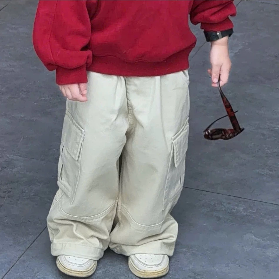 (Quần nhí phom nhỏ)Quần Kaki Túi Hộp Ống Suông có dây rút gấu, Chất Liệu Kaki Mềm Tông Màu Hàn Quốc B00127 Size 7-25kg