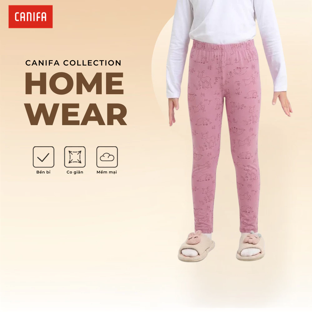 Quần legging bé gái CANIFA  dáng ôm mặc nhà mềm mại có chứng chỉ OEKO-TEX an toàn với làn da 1LB26W002