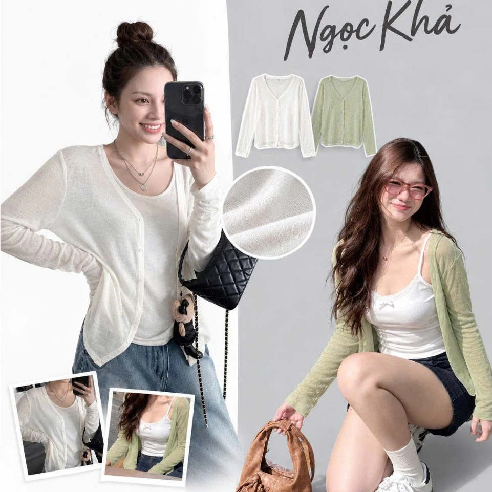 Áo Cardigan Nữ Thun Giấy Mỏng Nhẹ Dáng Vừa Cài Cúc Phối Đồ Hàn Quốc a41