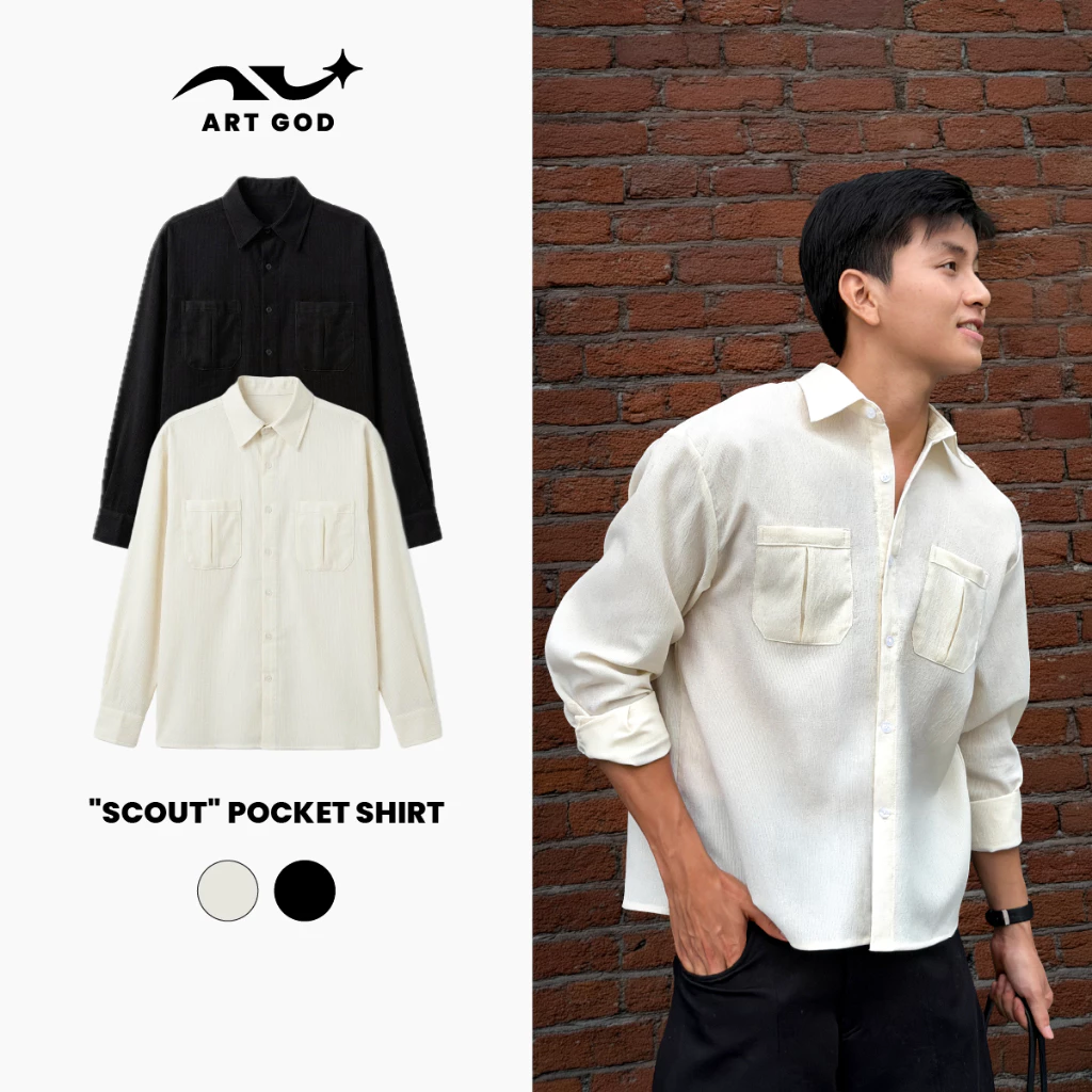 Áo Sơ Mi Boxy Vải Seersucker Thô Cao Cấp Phối Hai Túi Ngực Tôn Dáng Thoải Mái Unisex ARTGOD HMA152