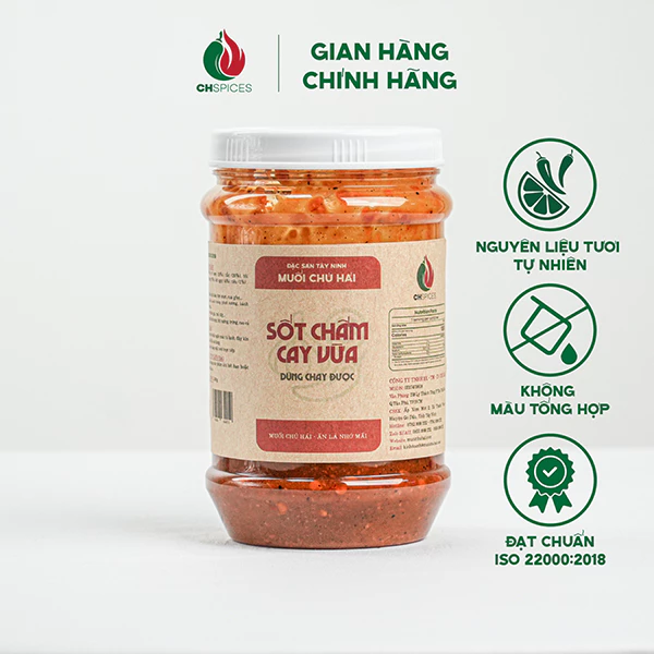 Sốt Chấm Cay Vừa Chú Hải CVM Hũ 500g - Sốt Chấm Trái Cây, Hải Sản, Thịt Nướng Đậm Đà, Cay Vừa, Tiện Lợi