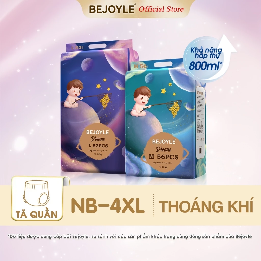 Bejoyle Tã Bỉm quần cao cấp nhẹ siêu khô thoáng cho trẻ sơ sinh Size NB/S/M/L/XL/XXL/XXXL/XXXXL
