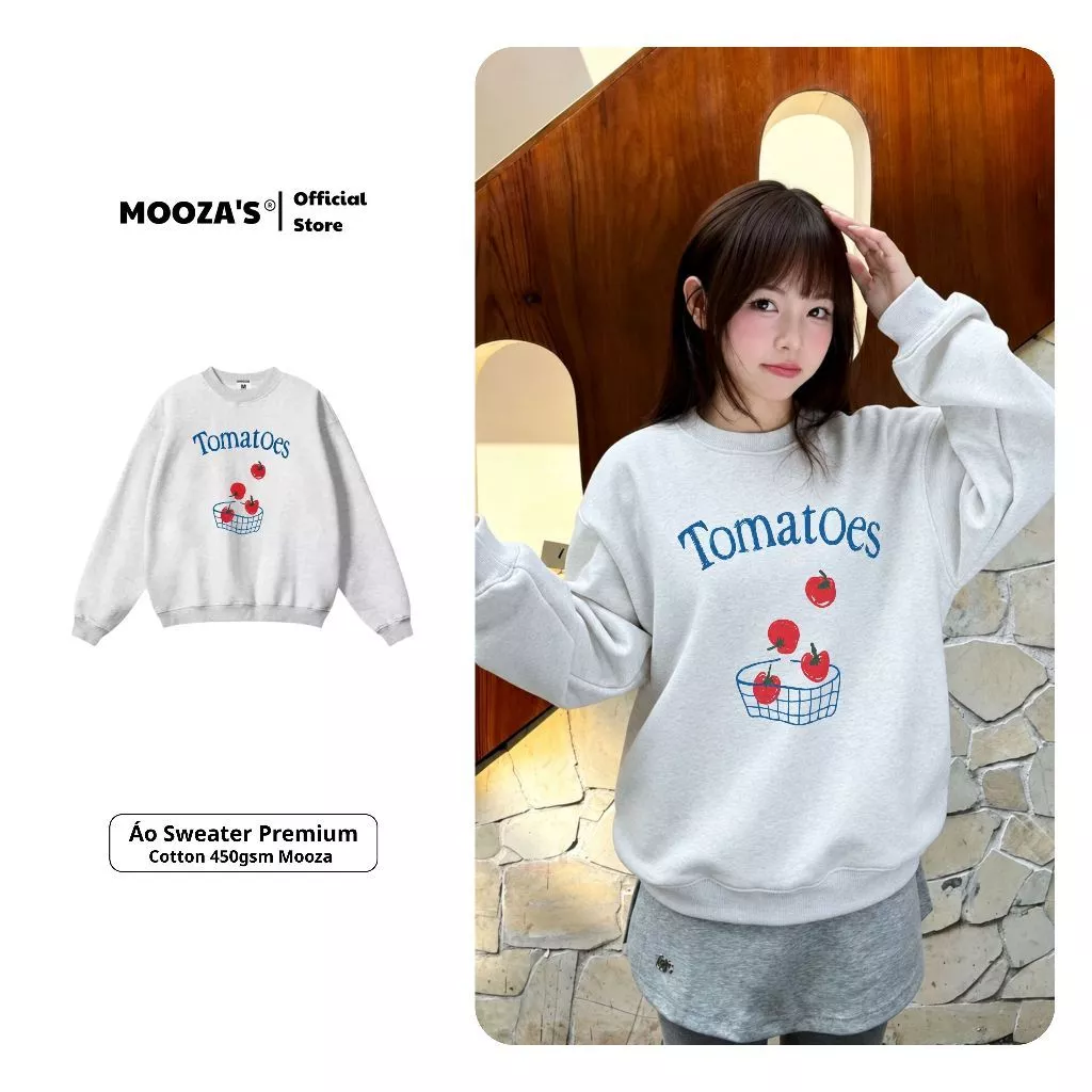 Áo Sweater Nỉ Lông Cáo Không Xù Form Oversize Cotton Premium Mooza Studio /Lemons-Tomatoes