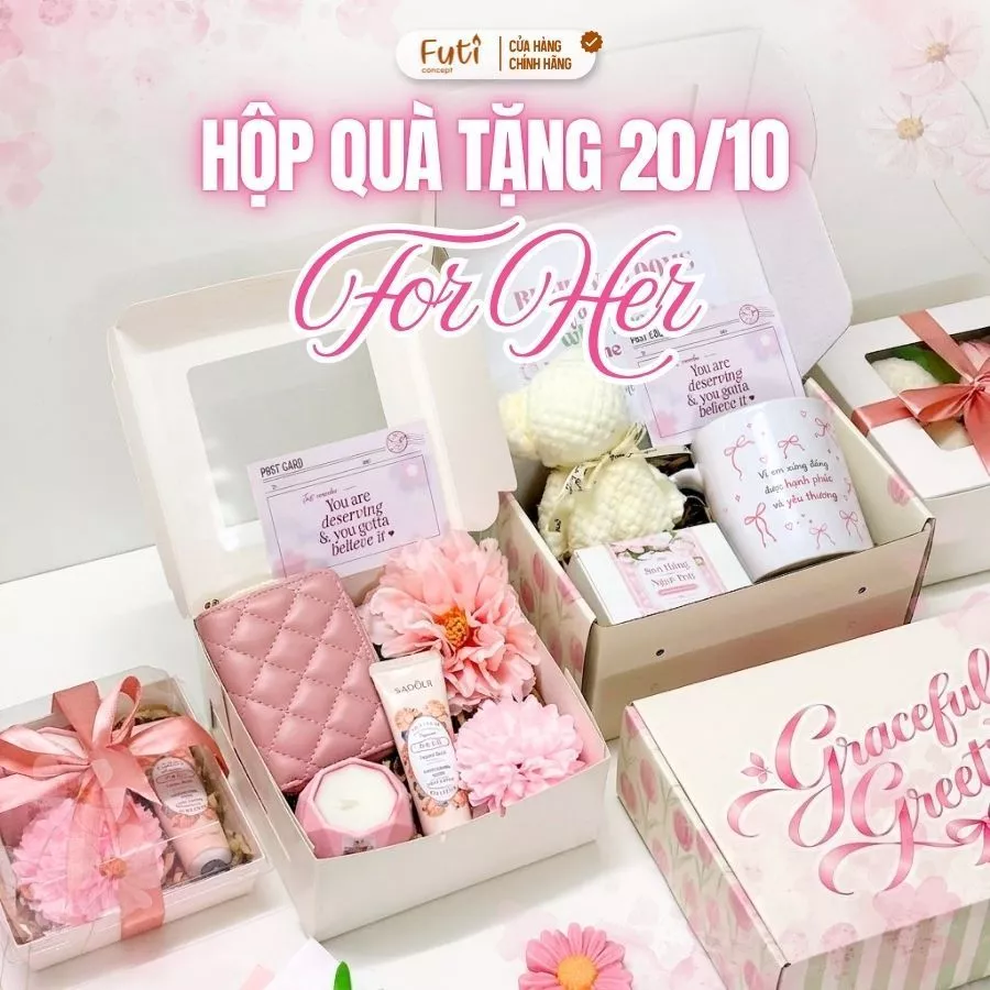 Hộp Quà Tặng 20/10, Set Quà For Her Nến Thơm, Xà Bông, Quà Tặng Cho Bạn Gái, Đồng Nghiệp, Mẹ