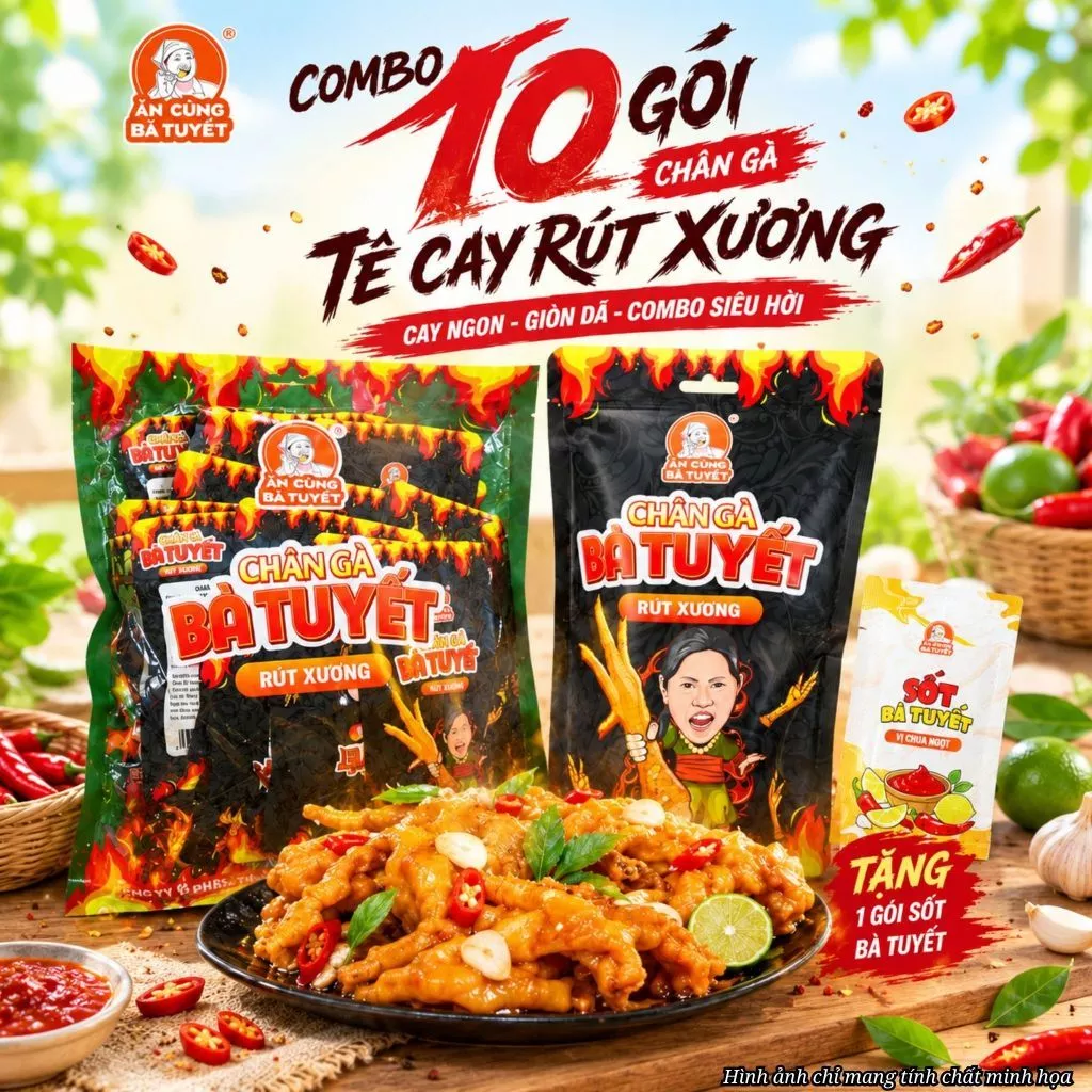 (Tặng 1 gói sốt) COMBO 10 CHÂN GÀ BÀ TUYẾT - ĂN CÙNG BÀ TUYẾT