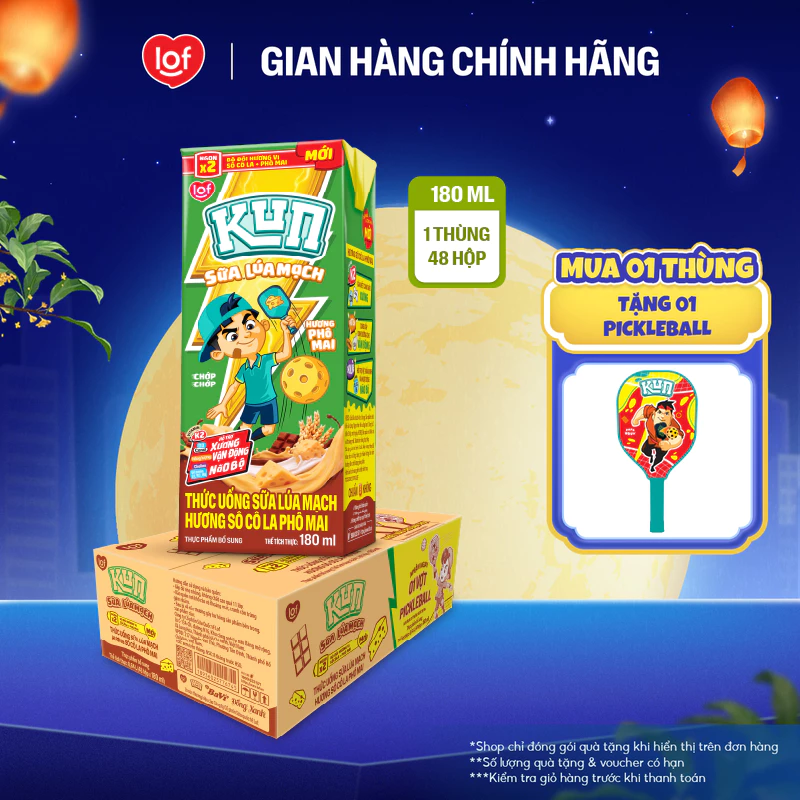 Sữa lúa mạch Kun hương socola phô mai thùng 48 hộp x 180ml