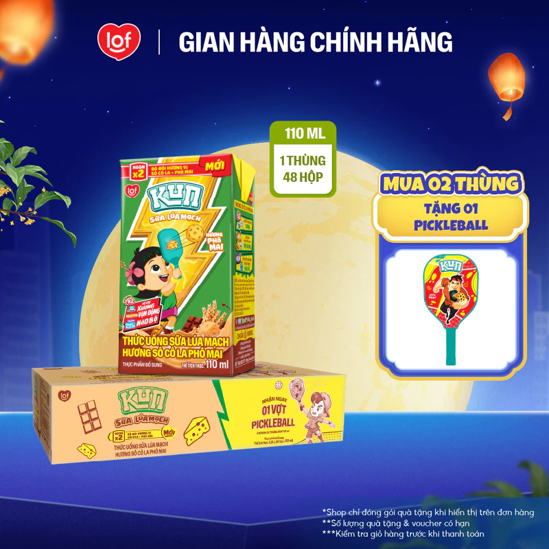 Sữa lúa mạch Kun hương socola phô mai thùng 48 hộp x 110ml