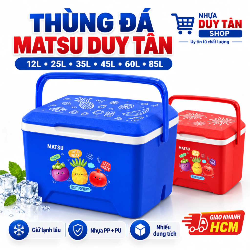 Thùng đá Matsu Duy Tân Chính Hãng Giữ Nhiệt Lạnh 36 Giờ Cao Cấp (12L - 25L - 35L - 45L - 60L - 85L)