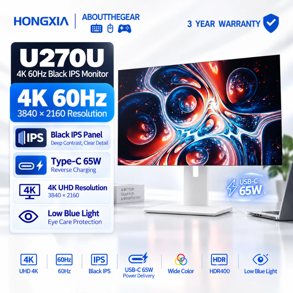 [FULL VAT] Màn hình đồ họa Hongxia U270U 4K Black IPS (NEWSEAL-BH 36 THÁNG)