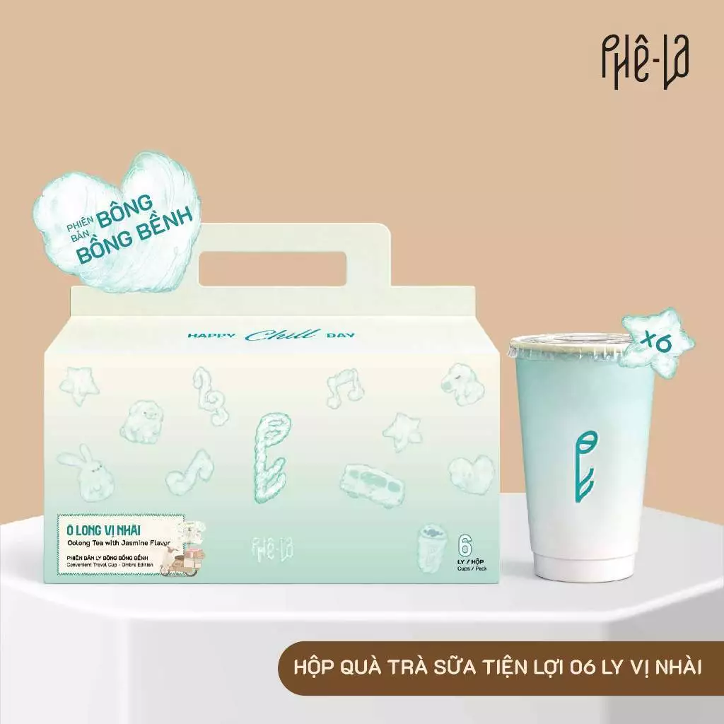 [Phiên bản Bông Bồng Bềnh] Hộp Quà Trà Sữa Tiện Lợi - Hộp 06 ly (Ô Long Vị Nhài)