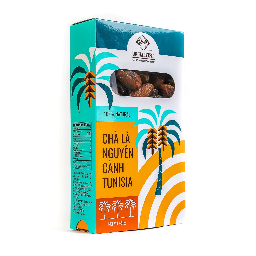 SVIP - Chà là sấy dẻo không đường DK HARVEST 450g, quả chà là khô nguyên cành TUNISIA, dẻo ngọt tự nhiên, giàu dinh dưỡn