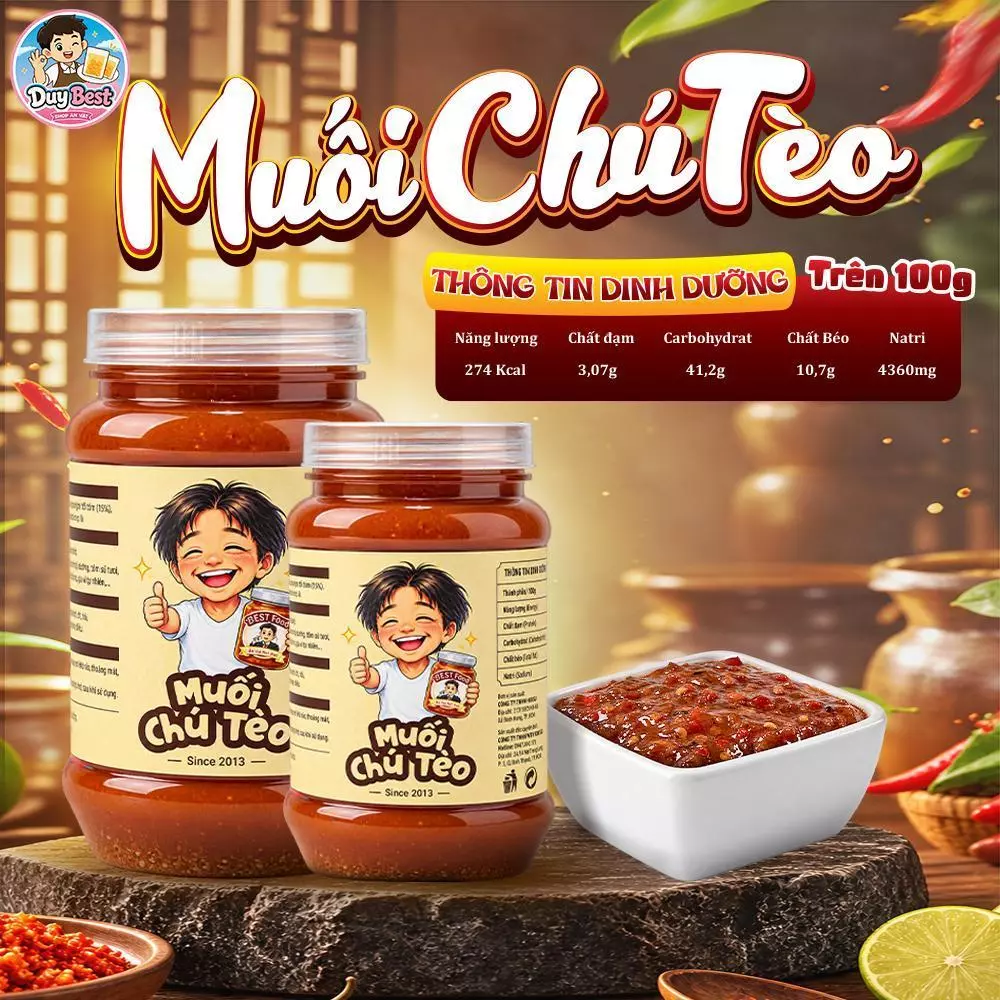 (ĐỘC QUYỀN DUYBEST) Muối Chú Tèo - Đậm Vị Chua Cay Hài Hoà - Chấm Gì Cũng Ngon (CHAY MẶN DÙNG ĐƯỢC)