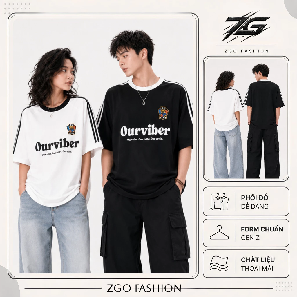 Áo thun Unisex ZGO form rộng ZGO áo phông nam nữ in hình chất vải cotton co giãn 2 chiều  AZG31