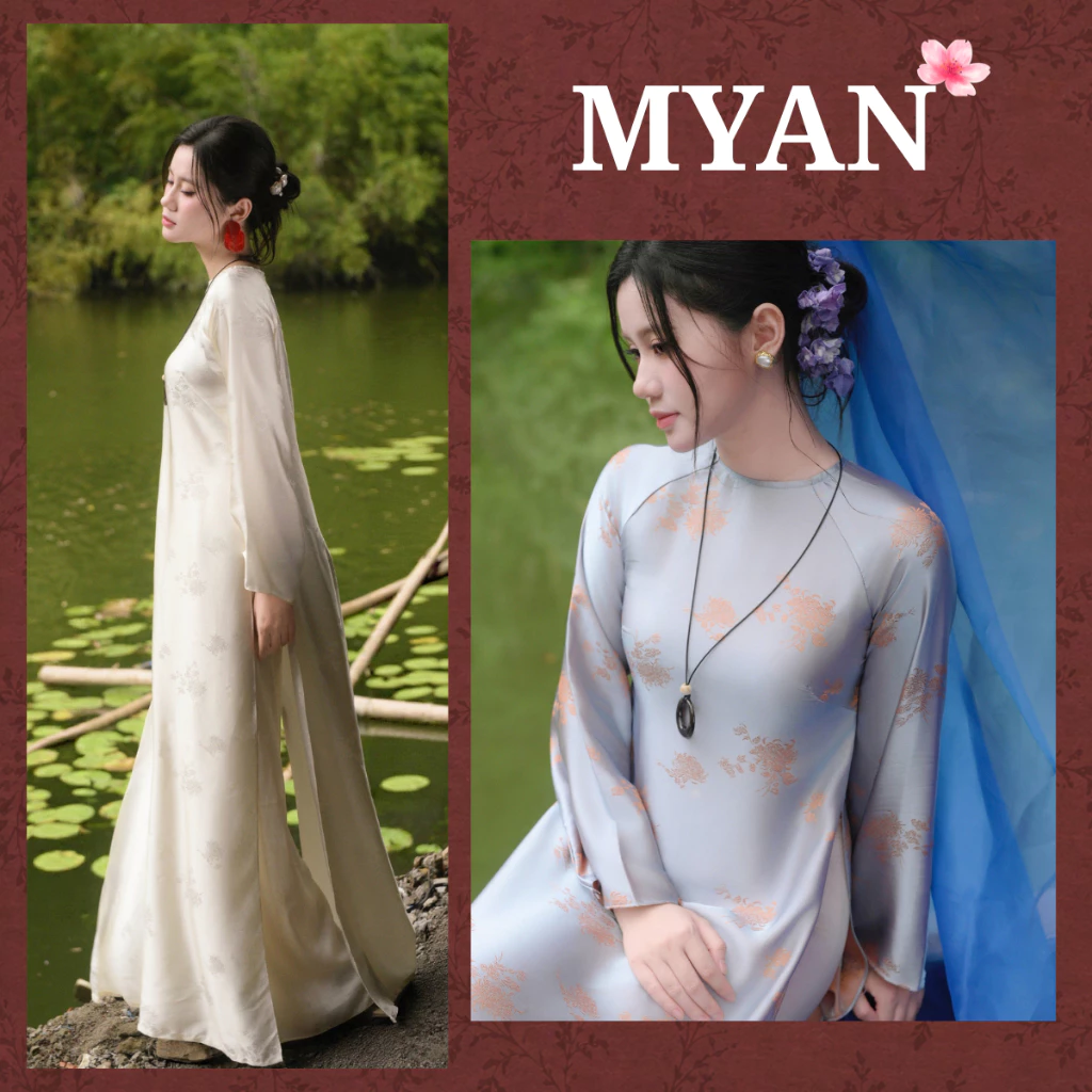 [Tặng vòng] Áo Dài Tết Nghinh Xuân, Dáng Suông Gấm Hoa Cao Cấp, Áo Dài Tết Thanh Lịch Sang Trọng - Áo Dài Mỹ An