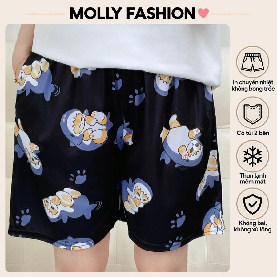 Quần đùi nam nữ MOLLY FASHION thun lạnh Bigsize, quần short mặc nhóm đi biển MOFUSAND