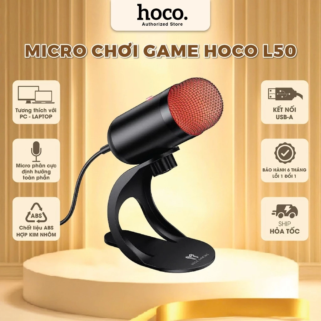 Micro Gaming Hoco L50 Chơi Game Thu Âm Âm Thanh Rõ, Micro Máy Tính Cho PC Laptop, Micro Livestream Hát Karaoke