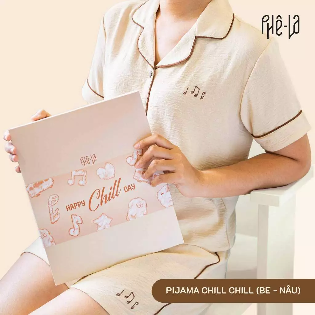 [Phê La] Pijama Chill Chill - Đồ bộ thời trang nữ, cộc tay, ngắn (Be Hồng & Be Nâu)