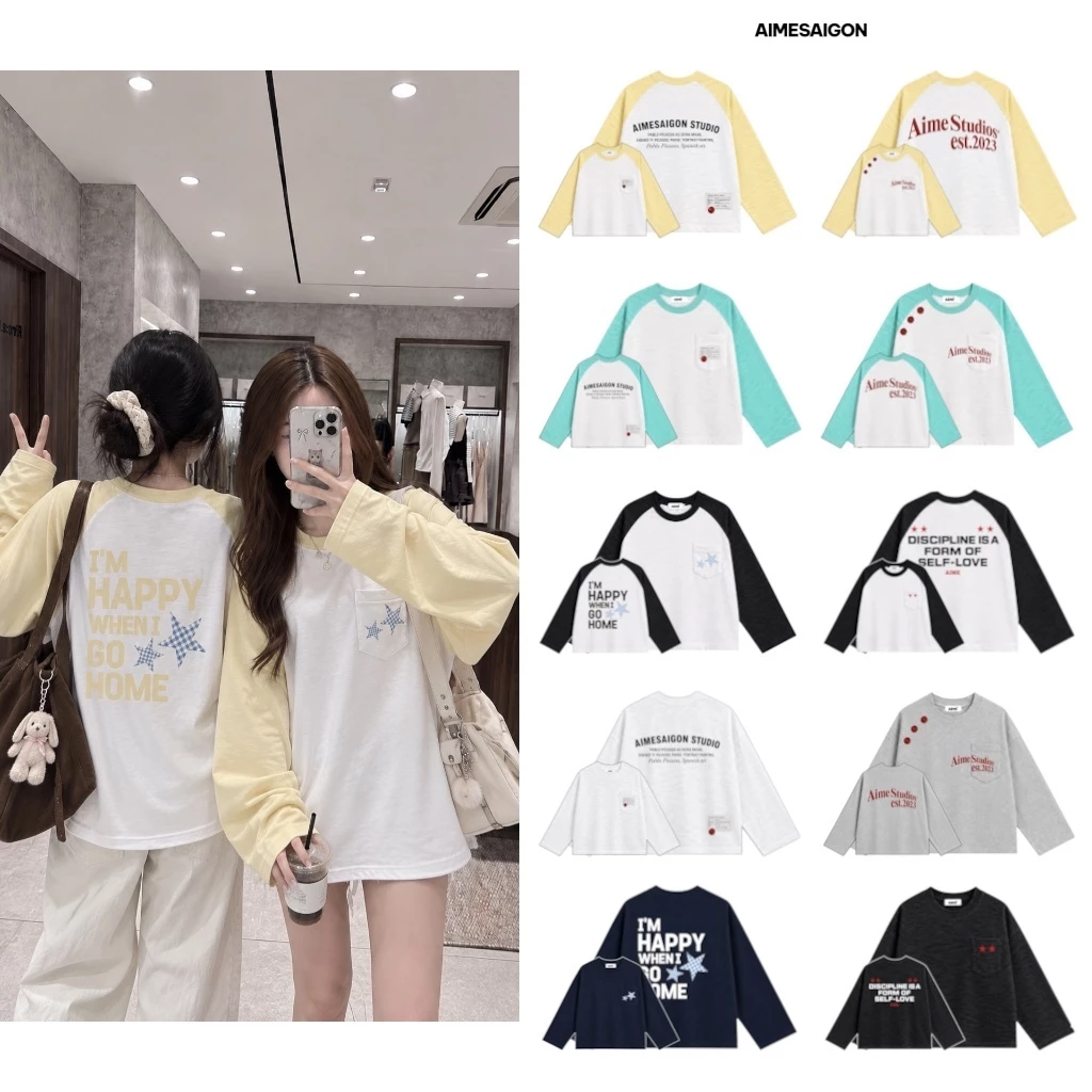[RAGLAN XƯỢC PHỐI TÚI Ver7] Aimesaigon Áo Thun Tay Dài Raglan Long Sleeve Phối Túi Boxy AIMÉ Form Rộng Cổ Tròn Nam Nữ
