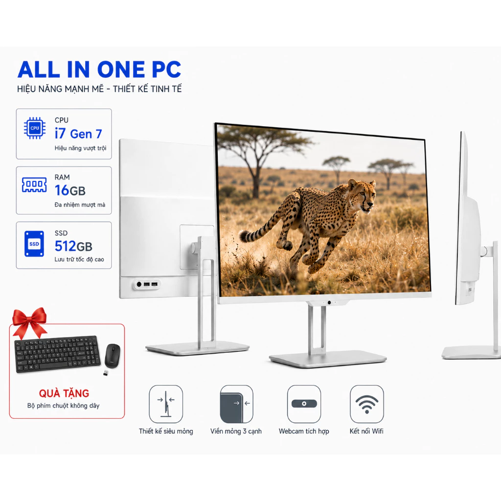 Máy Tính All In One 24" Cực Mạnh | Hỗ trợ i5 i7 Gen 6 7 | RAM 16GB - 512GB | Máy Tính Đồ Họa Nhẹ, NEW