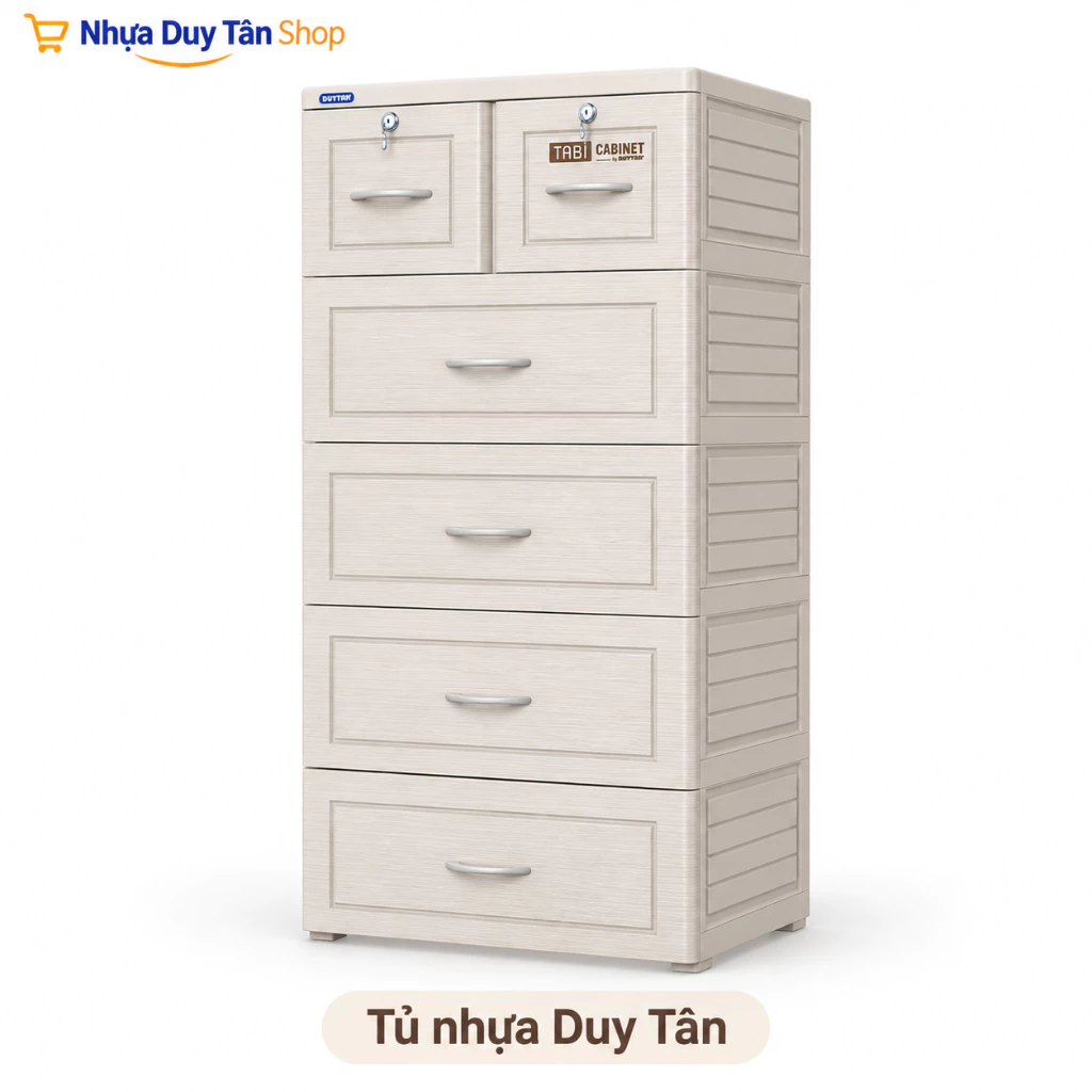 Tủ Quần Áo Nhựa Duy Tân 5 Tầng 6 Ngăn Tabi/Mina/Kata Có Bánh Xe – Tủ Nhựa Cho Bé Siêu Bền