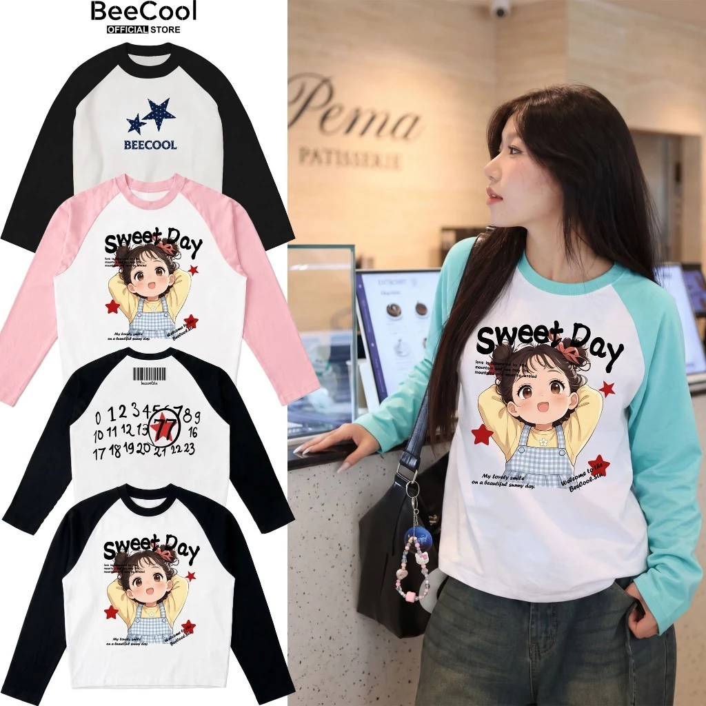 Áo Thun Tay Dài Raglan Boxy Longsleev Raglan Star 250Gsm Cotton - M, Trắng Tay Đen - Chữ Navy - Trắng|||Đen, M