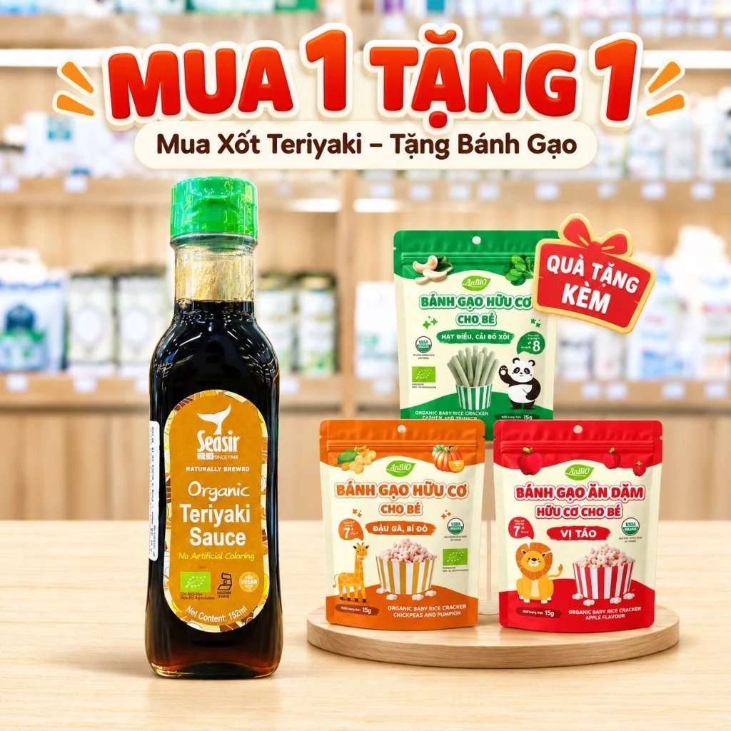 Xốt Teriyaki Hữu Cơ SEASIR 152ml - Sốt ướp, sốt chấm món nướng chuẩn vị Nhật Bản, thơm ngon, đậm đà