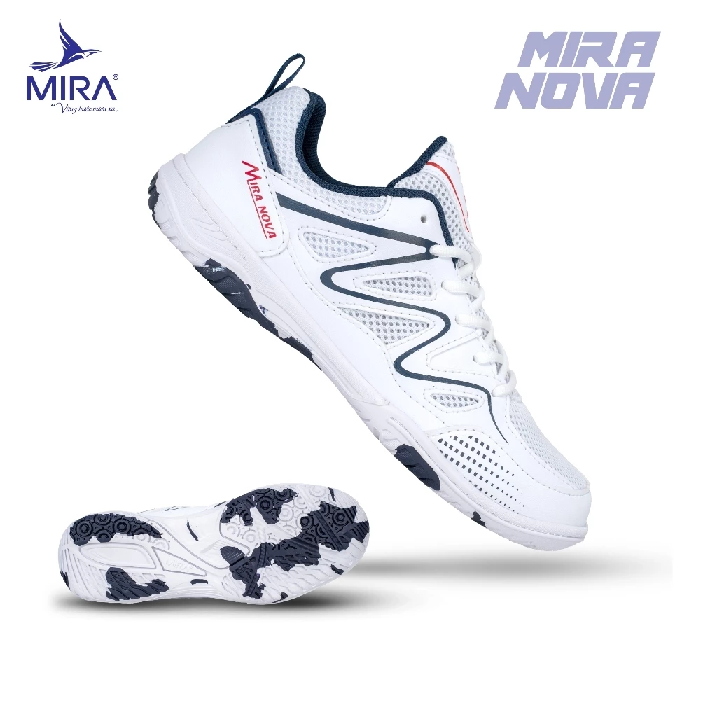 Giày Cầu Lông,Bóng Bàn, Pickleball MIRA Nova Nam Nữ, Bám Sân, Ôm Chân, Ôm Chân, May Đế, Tăng 1 Size