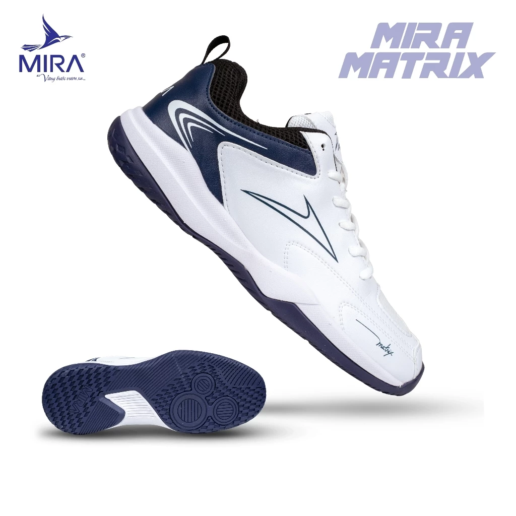 Giày Cầu Lông MIRA Matrix Nam Nữ, Đệm Đế EVA ,Giảm Chấn, Trợ Lực, Bám Sân Tốt, Nhẹ Êm, Tăng 1 Size