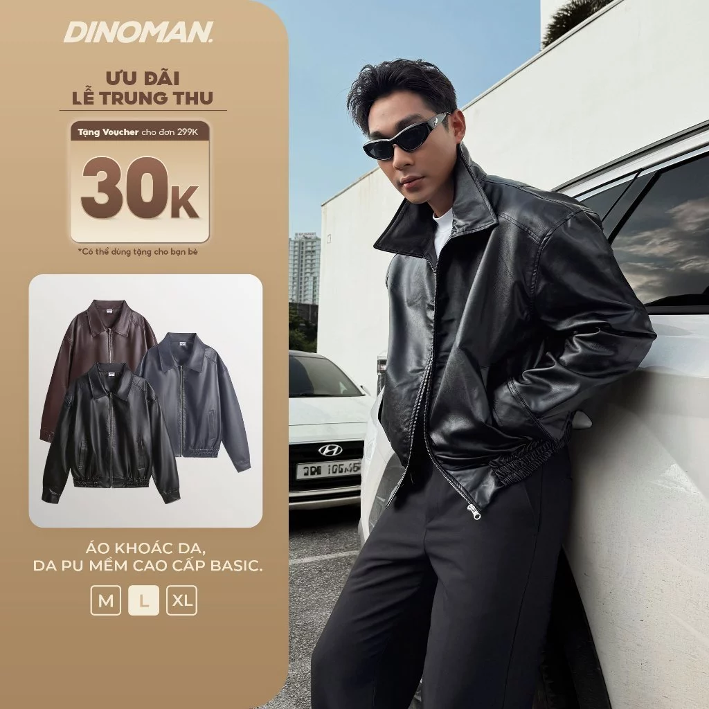 Áo Khoác Da DINOMAN Form Boxy Tôn Dáng Da PU Mềm Cao Cấp Basic Phong Cách Trẻ Trung Hàn Quốc AK011