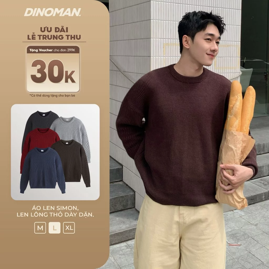 Áo Len Simon DINOMAN Chất Liệu Len Lông Thỏ Dày Dặn Mềm Mịn Giữ Ấm Tốt Thoải Mái Dễ Chịu AL01