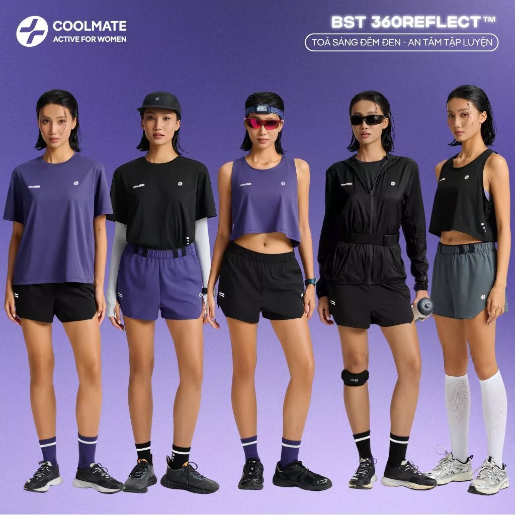 [MUA 2 GIẢM 10%] BST 360 Reflect Áo thun/ tank/ khoác nữ & short 2 lớp chạy bộ nữ run safe in the dark  - Coolmate Women