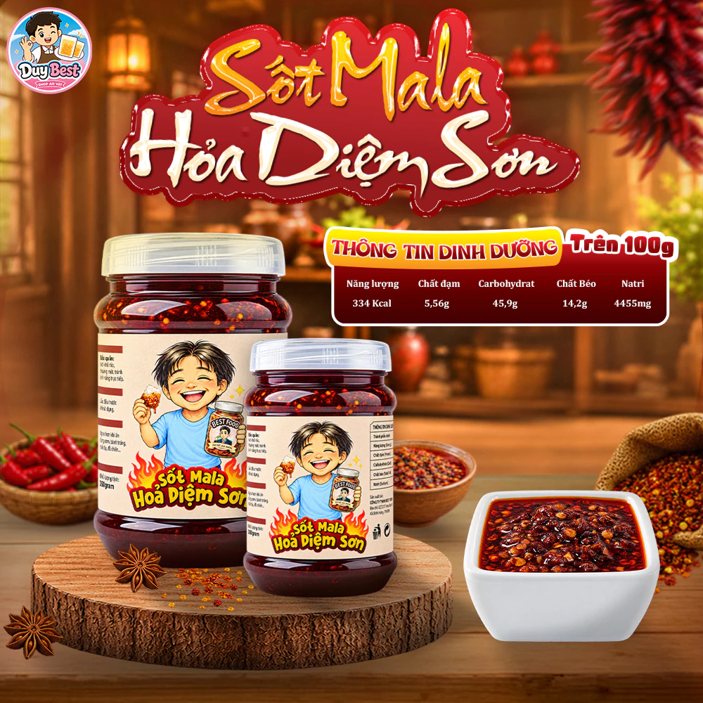 (ĐỘC QUYỀN DUYBEST) Sốt MALA Hoả Diệm Sơn - Đậm Vị Tứ Xuyên Cay Nồng - Chấm Gì Cũng Ngon (CHAY MẶN)