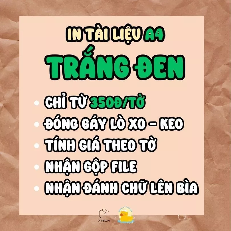 [Vui lòng nhắn shop, không tự lên đơn - Ảnh thật từ shop] In tài liệu A4 trắng đen - Giấy dày cho HS/SV