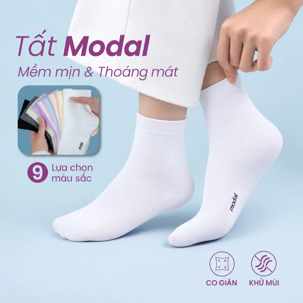 Tất Vớ Modal Gỗ Sồi Kháng Khuẩn Khử Mùi Upper You Cổ Trung Signature Mềm Mịn Êm Chân Cả Ngày Dài - SNF3003