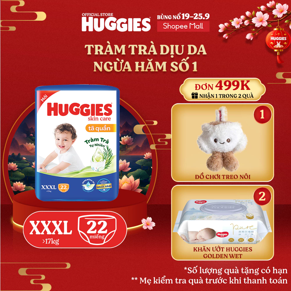 Tã quần Huggies Skincare Jumbo XXXL22+6