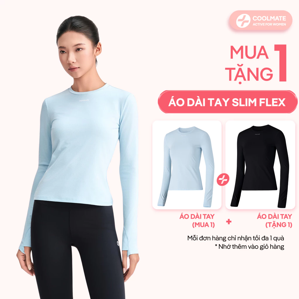 [MUA 1 TẶNG 1] Áo dài tay thể thao đi chơi nữ thể thao Slim Flex - Coolmate Active For Women