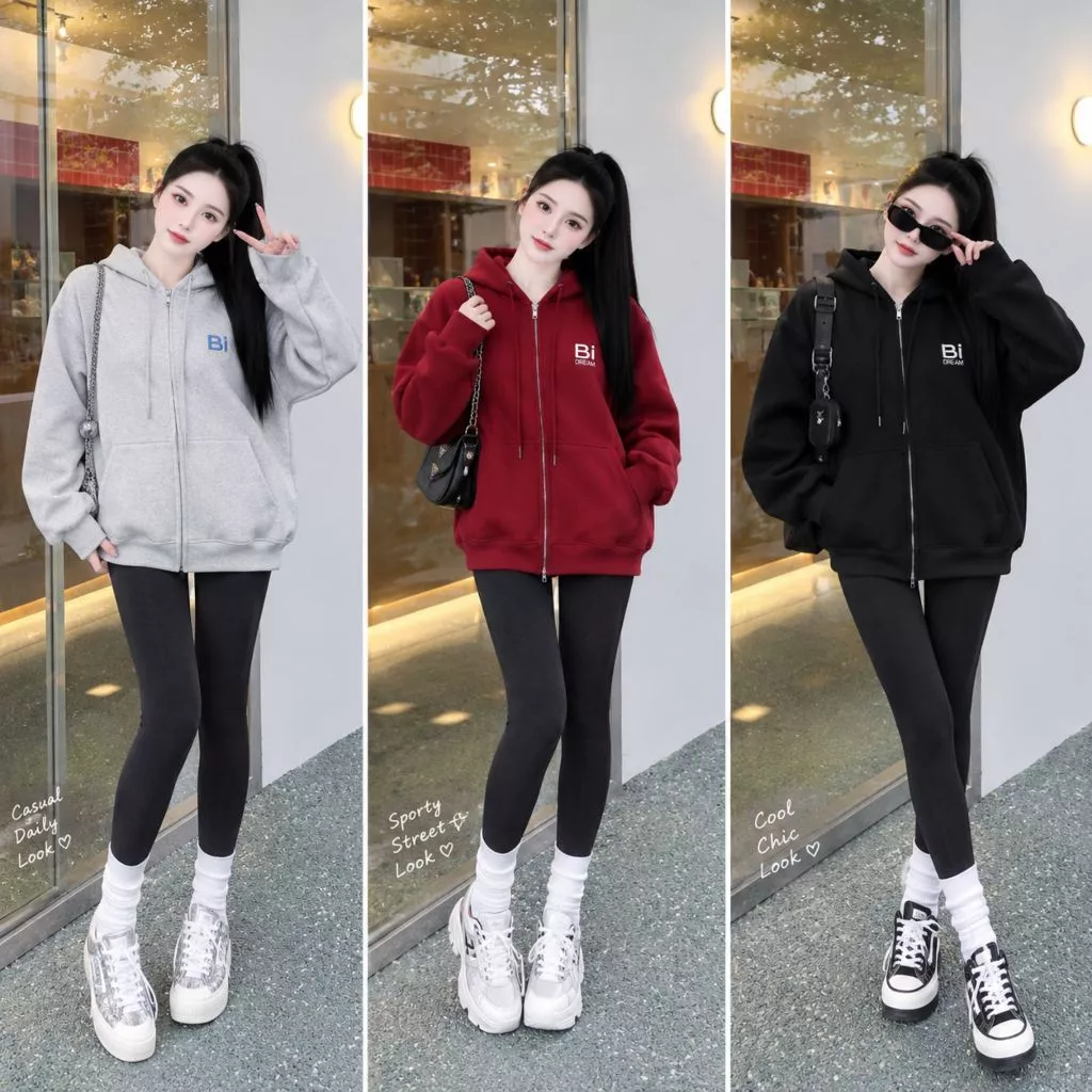 Áo hoodie zip nam nữ in chữ BI đơn giản dễ mặc HOT 2026. Áo khoác nỉ cho nam nữ chất dày dặn có mũ 2 lớp