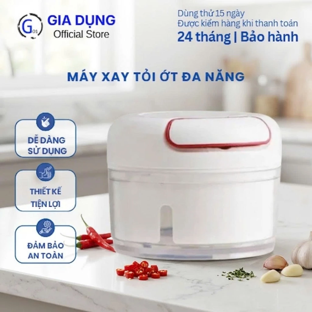 Máy xay tỏi ớt đa năng G01 siêu thị dòng kéo tay chất liệu an toàn