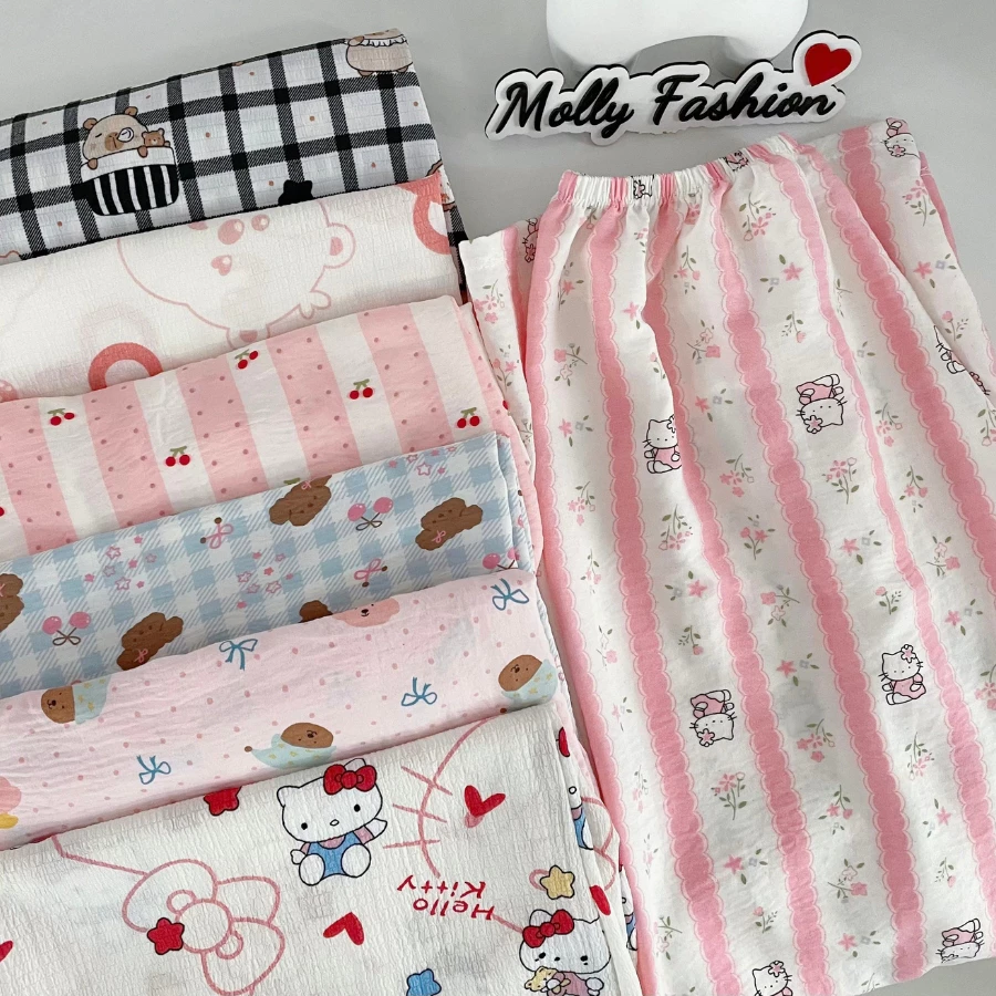 [Xả Kho] Quần dài nữ MOLLY FASHION đũi xốp form rộng 40-68kg thoáng mát, quần ngủ họa tiết BST01