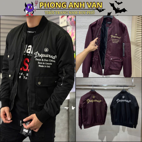Áo Khoác Gío Nam D2 Thê Chữ Phối Túi Hộp Cực Nét - Áo Khoác Bomber Nam Nữ Cao Cấp