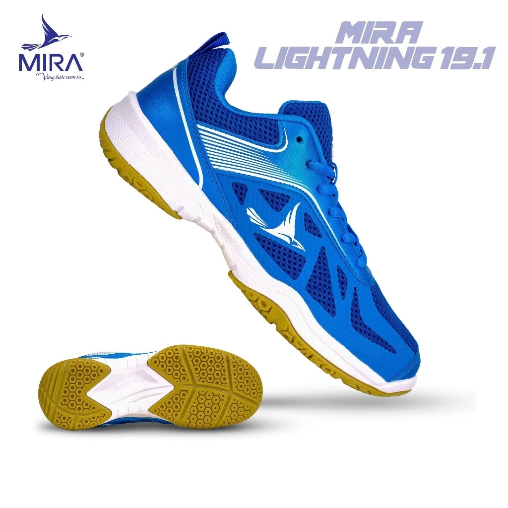Giày Cầu Lông MIRA Lightning 19.1,Nam Nữ Đế Cao Su, Đệm Eva Trợ Lực, Bám Sân Tốt,Tăng 1 Size