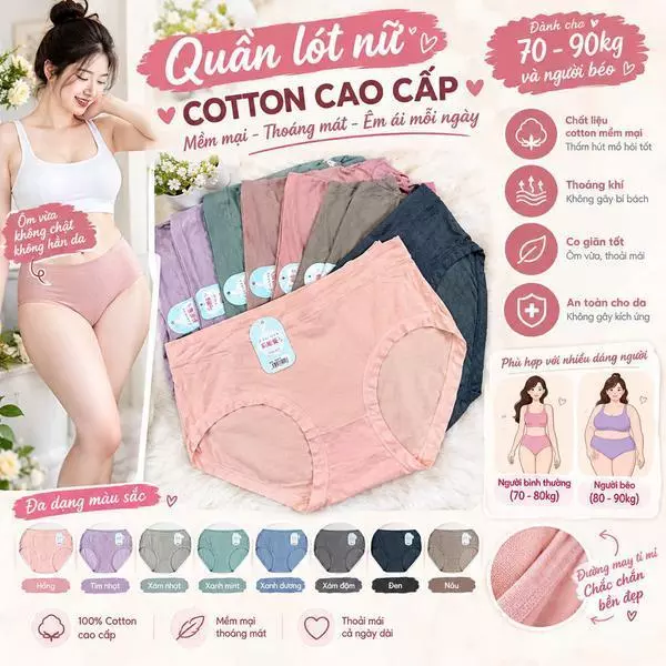 Quần lót cotton form to bigsize 70-90Kg 9241