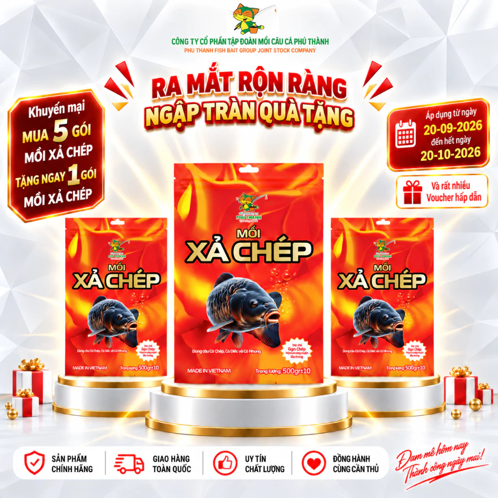 MỒI XẢ CHÉP - KHUYẾN MẠI MUA 5 TẶNG 1 ( TỪ 20/09/2026 - 20/10/2026) chuyên dùng câu cá chép