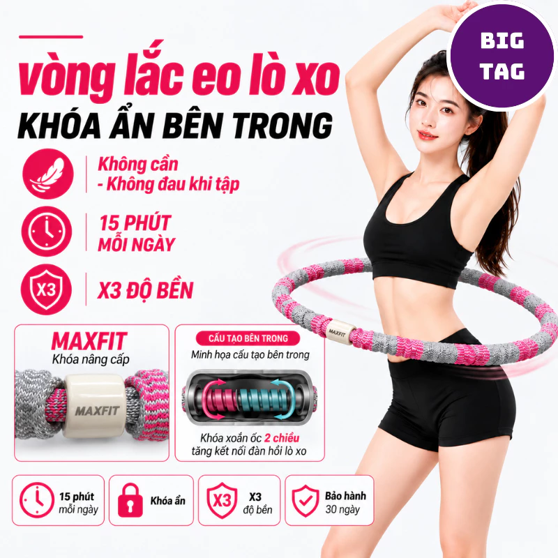 vòng lắc eo thể dục lò xo vòng hula hoop tập bụng eo tại nhà khóa ẩn tiện dụng 5630
