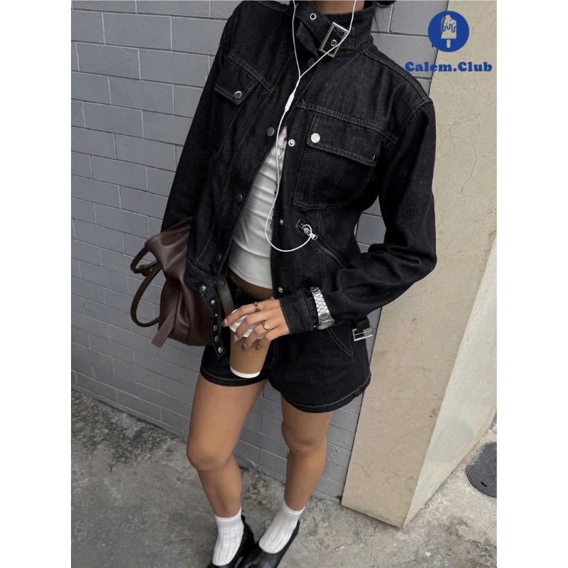 Calem.Club - Áo khoác jean Utility Fit Jacket– Elevated Ver form Fit nữ chất denim phong cách trẻ trung năng động