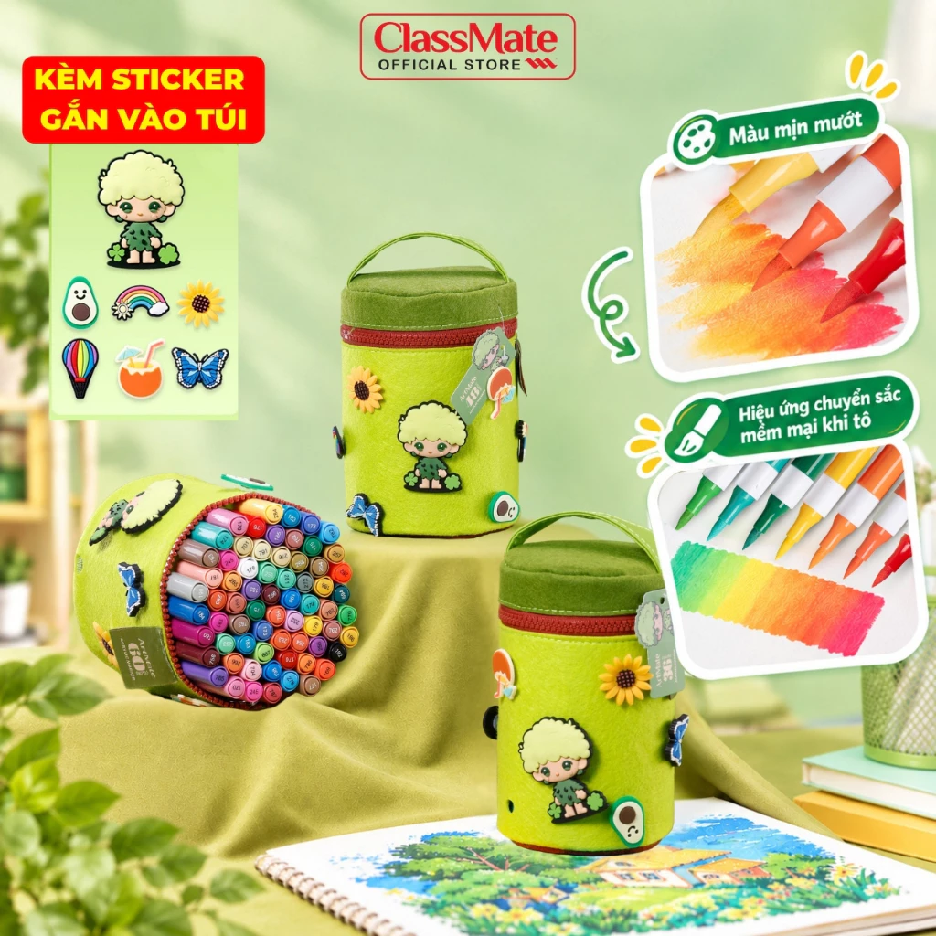 Màu Acrylic Marker ClassMate Túi Dạ 24/48/60 Màu Tươi Sáng Chống Thấm Nước Dễ Chồng Màu DIY Màu Vẽ Trên Mọi Chất Liệu