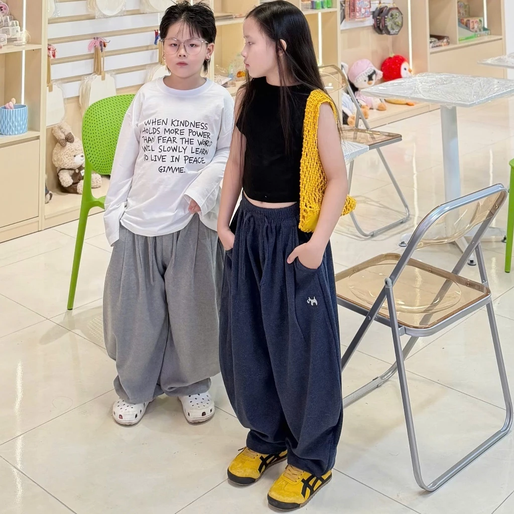 (CHỌN THEO CHIỀU CAO) QUẦN LEN DẠ MỎNG THU ĐÔNG CHO BÉ TRAI BÉ GÁI, HỌA TIẾT THÊU SẮC NÉT PHOM BAGGY  B00126 16-55KG