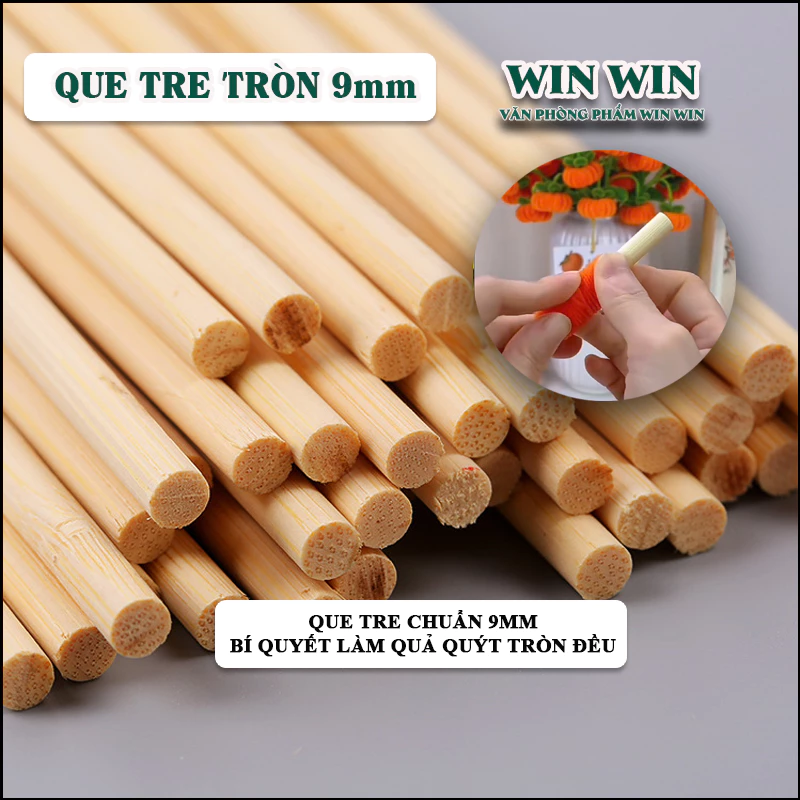 [COMBO 3] Que Gỗ 20cm đường kính 9mm làm HandMade