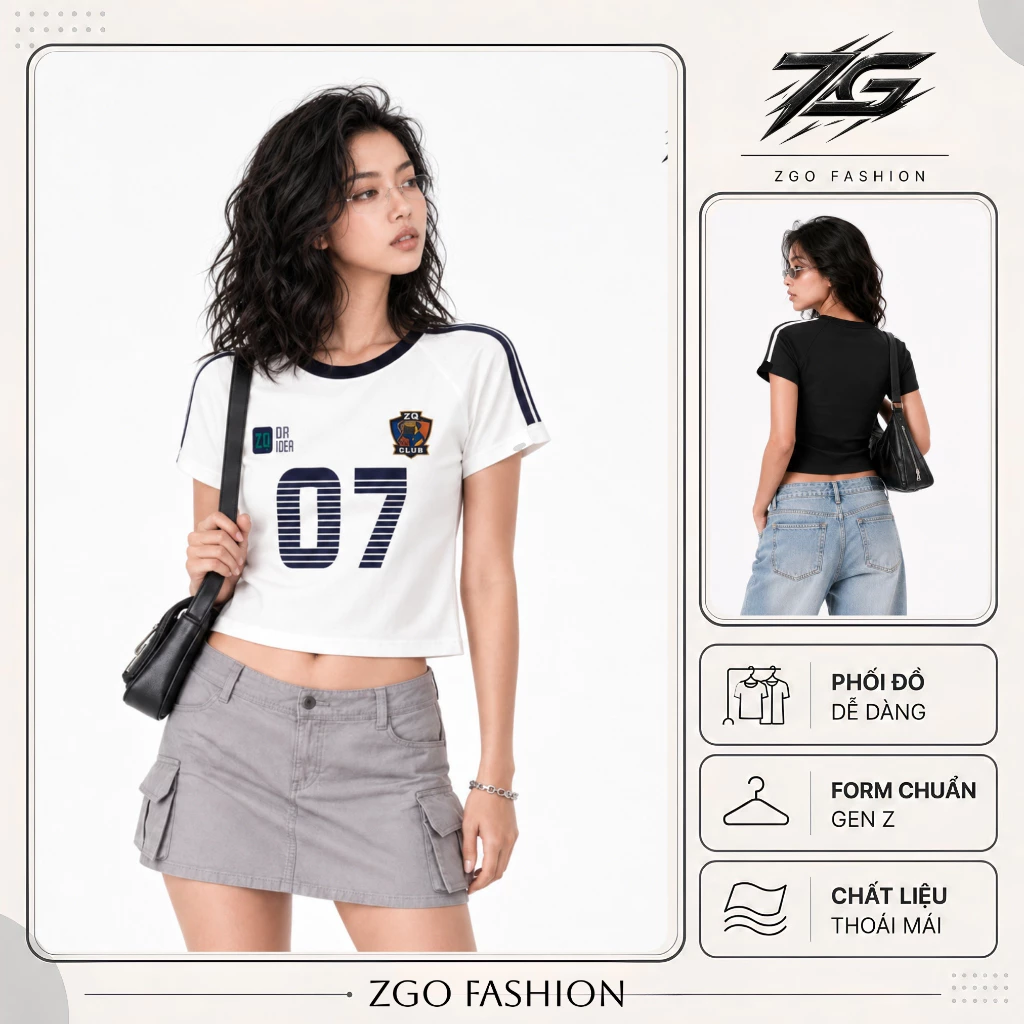 Áo thun baby tee ZGO tay ngắn cổ tròn hotrend in hình chất vải cotton co giãn 2 chiều AZG32